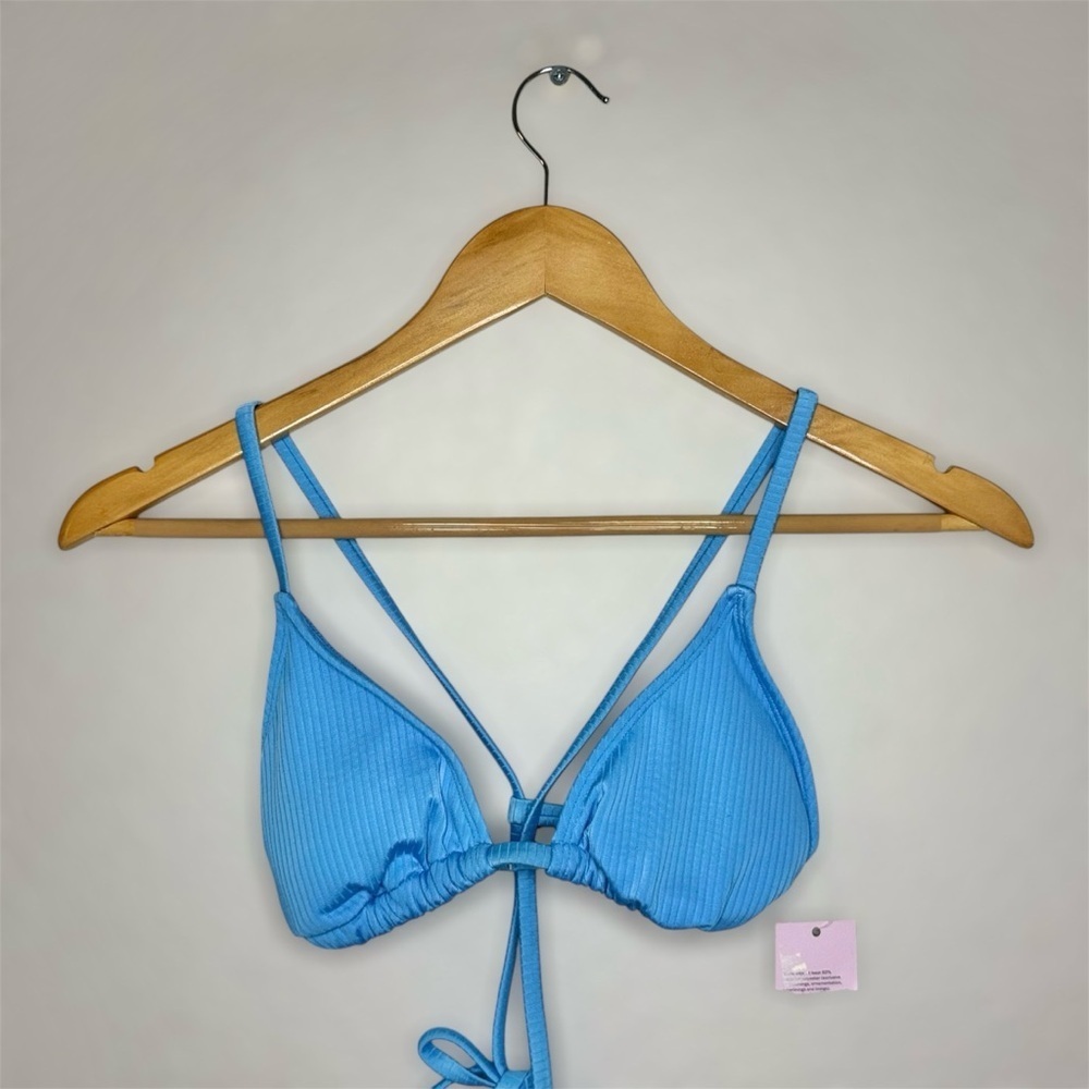 Wild Fable Blue Ribbed Bikini Top